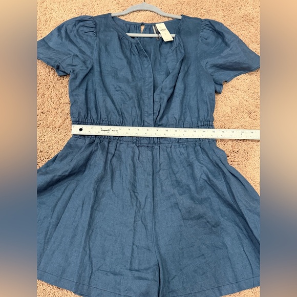 NWT new medium Anthropologie Somerset linen romper shorts navy blue - Picture 15 of 16